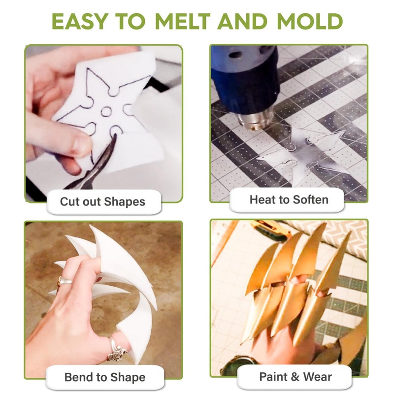 Polly Plastics Heat Moldable Plastic Sheets | 8-inch x 12-inch x 1/16-inch | Made in The USA | for Cosplay, Crafting, and Art Projects | Paintable (3 Sheets) - Image 3